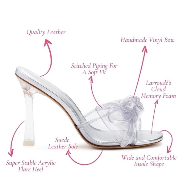 NWB Larroude Mariah Mule Sandal In Silver Metallic Leather and Vinyl, 7.5 - Picture 8 of 12